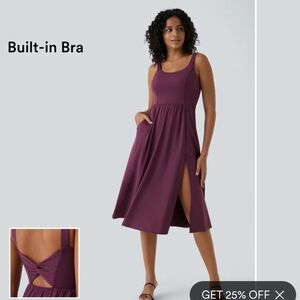 Halara Elegant Fig/Purple Sleeveless Dress with Built-in Bra